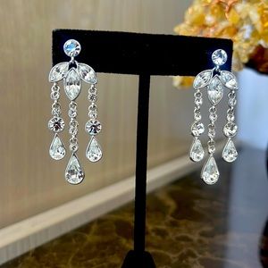 Givenchy Rhinestone Silver Tone Pierced Earrings